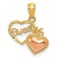 14K Two Tone Gold Sweet 16 Heart Pendant Charm Jewelry 18 x 15 mm